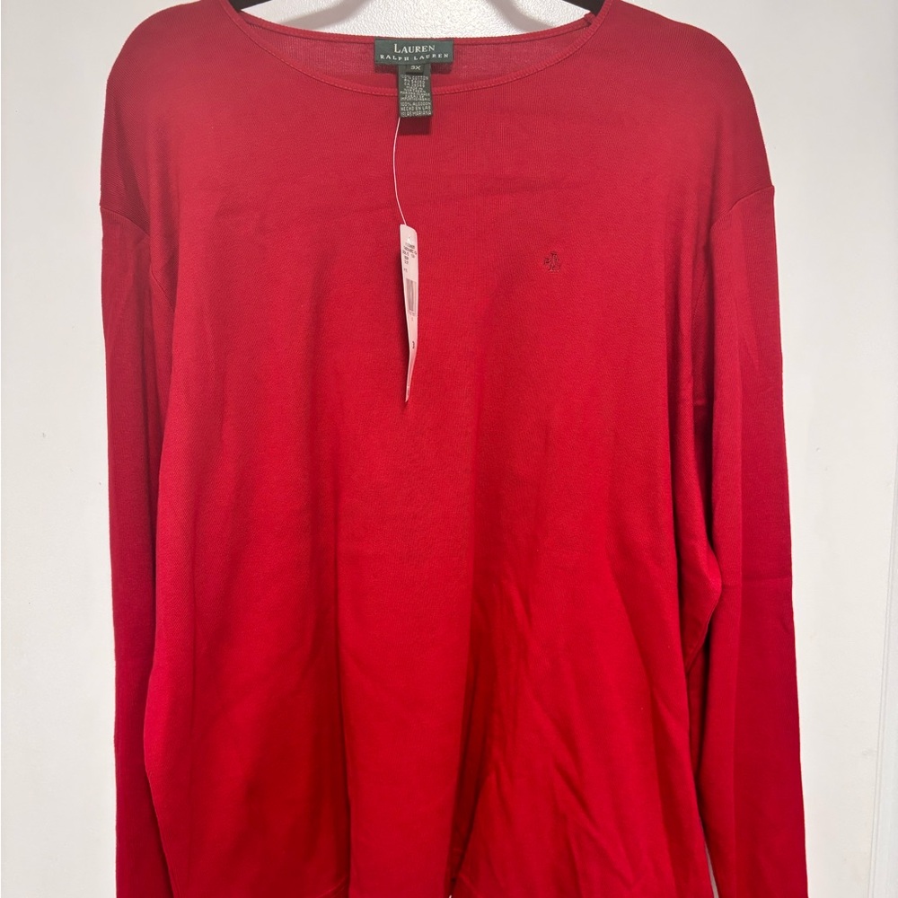 Lauren Ralph Lauren Red Long-Sleeve Knit Top